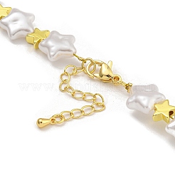 Colliers de perles en laiton plaqué et en plastique ABS avec perles en forme d'étoile pour femmes&nbsp;NJEW-C059-19G