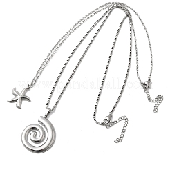 2 collier pendentif en forme de coquille en spirale en acier inoxydable 304 pour femmes&nbsp;NJEW-F358-01P