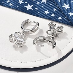 Boucles d'oreilles créoles en laiton zircon cubique micro pavé&nbsp;EJEW-R016-06P