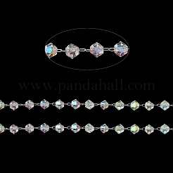 Catenelle con perline biconiche in vetro&nbsp;CHS-B004-04P