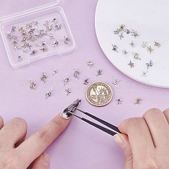60 Stück 30 Stile Stern Legierung Strass Cabochons&nbsp;DIY-PH0029-08