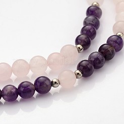 Personalisierte Dual-Use-runde Edelstein Perlen 4-Schicht-Stretchwickelarmbänder / Halsketten&nbsp;BJEW-JB01906-01