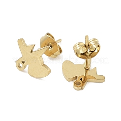 Placcatura ionica a cuore (ip) 304 acciaio inossidabile orecchini a perno&nbsp;STAS-I206-112G