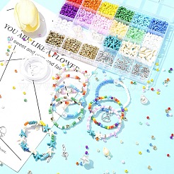Kit fai da te di gioielli elasticizzati con perline in vetro a tema spiaggia dell'oceano&nbsp;DIY-FS0006-90