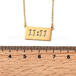 Collares colgantes rectangulares de acero inoxidable 304 con corte láser 11:11 para mujer&nbsp;NJEW-Z091-16G-01