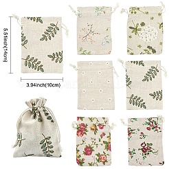 30 Stück 6 Stile Blumen bedruckt Polycotton (Polyester-Baumwolle) Verpackungsbeutel Kordelzugbeutel&nbsp;ABAG-YW0001-19