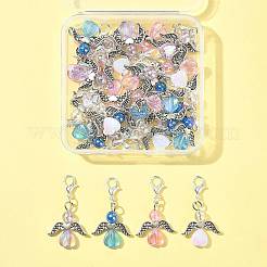 32 pz 4 colori angelo acrilico trasparente con decorazioni pendenti in lega&nbsp;HJEW-FS00040-01