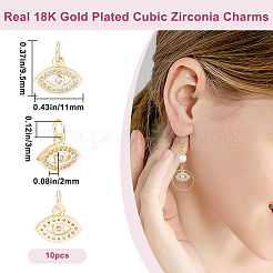 10 ciondoli in zirconia cubica in ottone placcato a cremagliera&nbsp;ZIRC-BBC0003-06