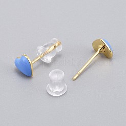 Orecchini a bottone in ottone smaltato&nbsp;EJEW-L231-65B
