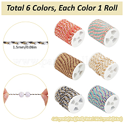 6 Rolle 6 Farben 4-fädige Polycotton-Kordel mit Metallicfaden&nbsp;OCOR-SC0001-09