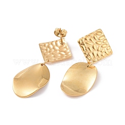 Pendientes colgantes de acero inoxidable 304 con forma ovalada y rombo para mujer&nbsp;EJEW-G328-21