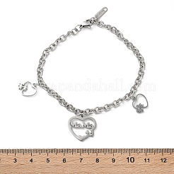 Bracelets à breloques en acier inoxydable 304 pour la fête des mères&nbsp;BJEW-A036-03P
