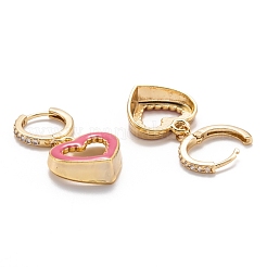 Orecchini a cerchio huggie in ottone micro chiaro pavé di zirconi&nbsp;EJEW-F264-27-G