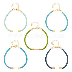 5 bracelet en cuir synthétique rond tressé de 5 mm&nbsp;MAK-TA0001-35B