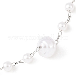 Bracelets à maillons en perles rondes en plastique ABS&nbsp;BJEW-G774-05P