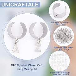 Kit para hacer anillos de puño con dijes del alfabeto&nbsp;DIY-UN0005-66