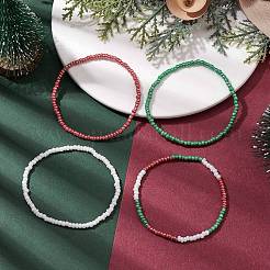4 stücke 4 stile weihnachten glas samen perlen stretch armband sets&nbsp;BJEW-JB10475