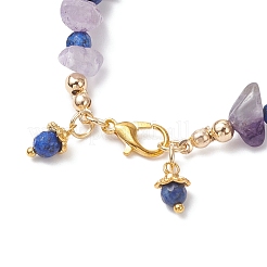 Braccialetti con perline di lapislazzuli e ametista naturali per donna&nbsp;BJEW-JB12526-01