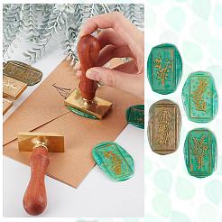 Birnbaumholzgriff und Wachssiegel-Stempelkopf-Sets aus Messing&nbsp;AJEW-CP0002-49