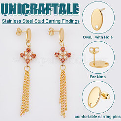 36 stücke 6 stile 201 edelstahl stud ohrring Zubehörse mit loch&nbsp;EJEW-UN0002-41