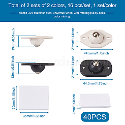 2 Sätze 2 Farben Kunststoff & 304 Edelstahl Universalräder 360° Rotation Riemenscheibe Kugel&nbsp;AJEW-SW0001-04