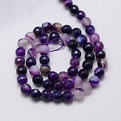 Chapelets de perles en agate à rayures naturelles/agates à bandes&nbsp;G-G581-6mm-21