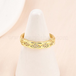 Manschettenringe aus Messing mit Mikropavé-Zirkonia für Damen&nbsp;RJEW-Z113-36G