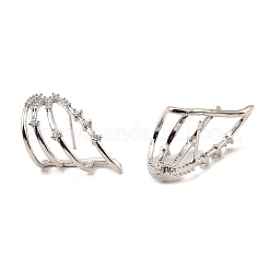 Dreieckige Ohrstecker aus Messing mit Mikropflaster und klarem Zirkonia für Damen&nbsp;EJEW-G362-12P