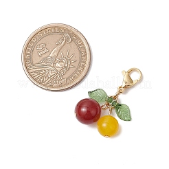 Décorations de pendentif en cornaline naturelle cerise et quartz rose et jade de Malaisie teinté et agate craquelée teintée et aventurine verte et améthyste et œil de chat&nbsp;HJEW-TA00333