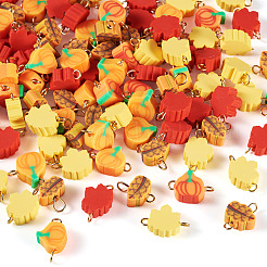 100 Stück Herbstmotiv handgemachte Polymer Clay Verbinder Charms&nbsp;PALLOY-TAC0251