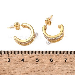 Pendientes de acero inoxidable 304 con circonita cúbica transparente en forma de C&nbsp;EJEW-K330-01G
