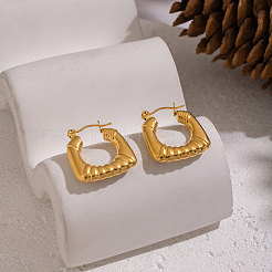 Boucles d'oreilles créoles vintage à rayures en acier inoxydable 304&nbsp;YT4825