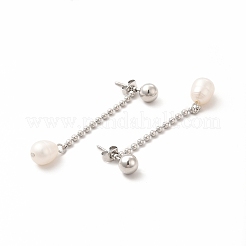 Ohrstecker mit Kugelkette aus 304 Edelstahl&nbsp;EJEW-C017-01P
