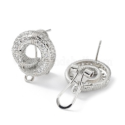 Ricerca di orecchini a bottone con micro pavè di zirconi twist in ottone a ciambella&nbsp;KK-E083-02P