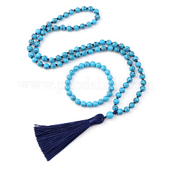 Set di collane e bracciali con pendenti di perline rotonde in turchese sintetico&nbsp;FS-WG9D102-13