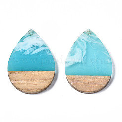 Colgantes de resina transparente y madera de nogal&nbsp;RESI-T035-28-A02