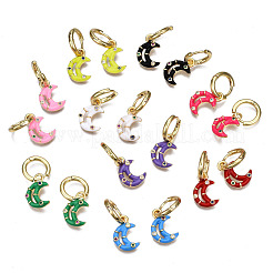 Latón micro pavimenta circonio cúbico pendientes de aro huggie&nbsp;EJEW-T014-40G-NF
