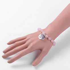 Flach rund mit ich liebe dich natürlichen Edelstein Perlen Armbänder Charme&nbsp;BJEW-JB01846-03