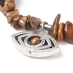 Braccialetto elasticizzato con perline di pietre preziose con occhio di cavallo in lega per le donne&nbsp;BJEW-JB08602