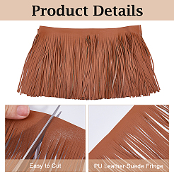 Ribete de flecos de cuero sintético de 3 m&nbsp;DIY-HS0002-30C
