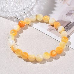 Pulseras elásticas redondas de cuentas de concha amarilla natural de 8 mm&nbsp;SH-CBACA76-18D