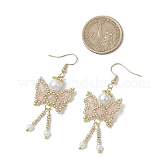 Pendientes colgantes de mariposa con cuentas de vidrio bicónico facetadas y copos de nieve&nbsp;EJEW-MZ00429-01