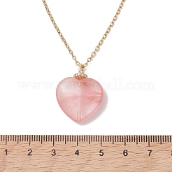 3 pz 3 stili di ciondolo a forma di cuore in vetro di quarzo ciliegia e opalite e quarzo rosa naturale&nbsp;NJEW-JN05971