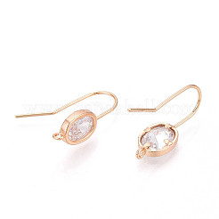 Crochets d'oreilles en laiton avec micro pave zircone cubique transparente&nbsp;X-KK-N267-35G