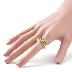 Geflochtener Perlen-Fingerring aus Glassamen in Froschform für Frauen&nbsp;RJEW-TA00052