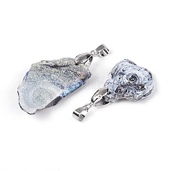 Grands pendentifs en agate naturelle brute électroplaquée&nbsp;G-N360-09P-01