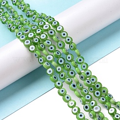 Handmade bösen Blick lampwork flache runde Perle Stränge&nbsp;LAMP-L058-6mm-19