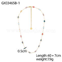 Collane a catena in acciaio inossidabile 304 e maglie in vetro per donna&nbsp;STAS-OY015-52G