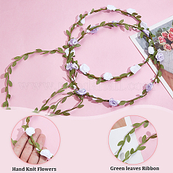2 bandeau/guirlande de roses artificielles en polyester bicolores (2 pièce)&nbsp;AJEW-CP0008-26D