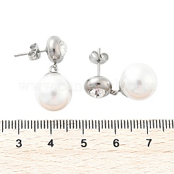 304 Edelstahl Kunststoff Perle Runde Ohrstecker&nbsp;EJEW-V008-01P